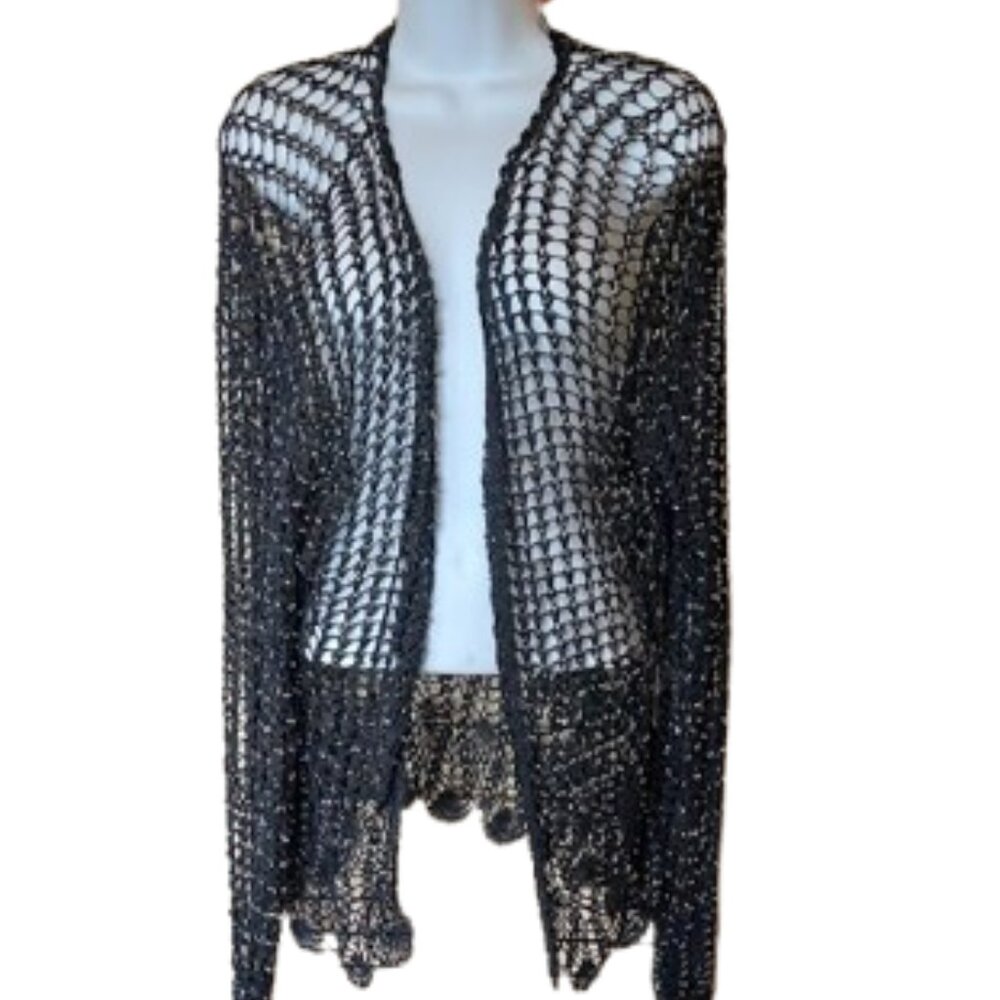 Black Sheer Knit Cardigan Size XL NEW NWT